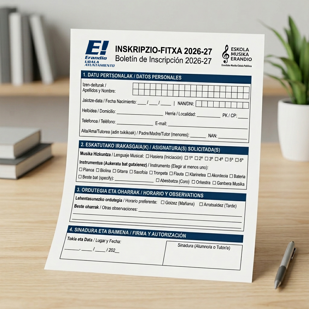 Vista previa de la ficha de inscripción